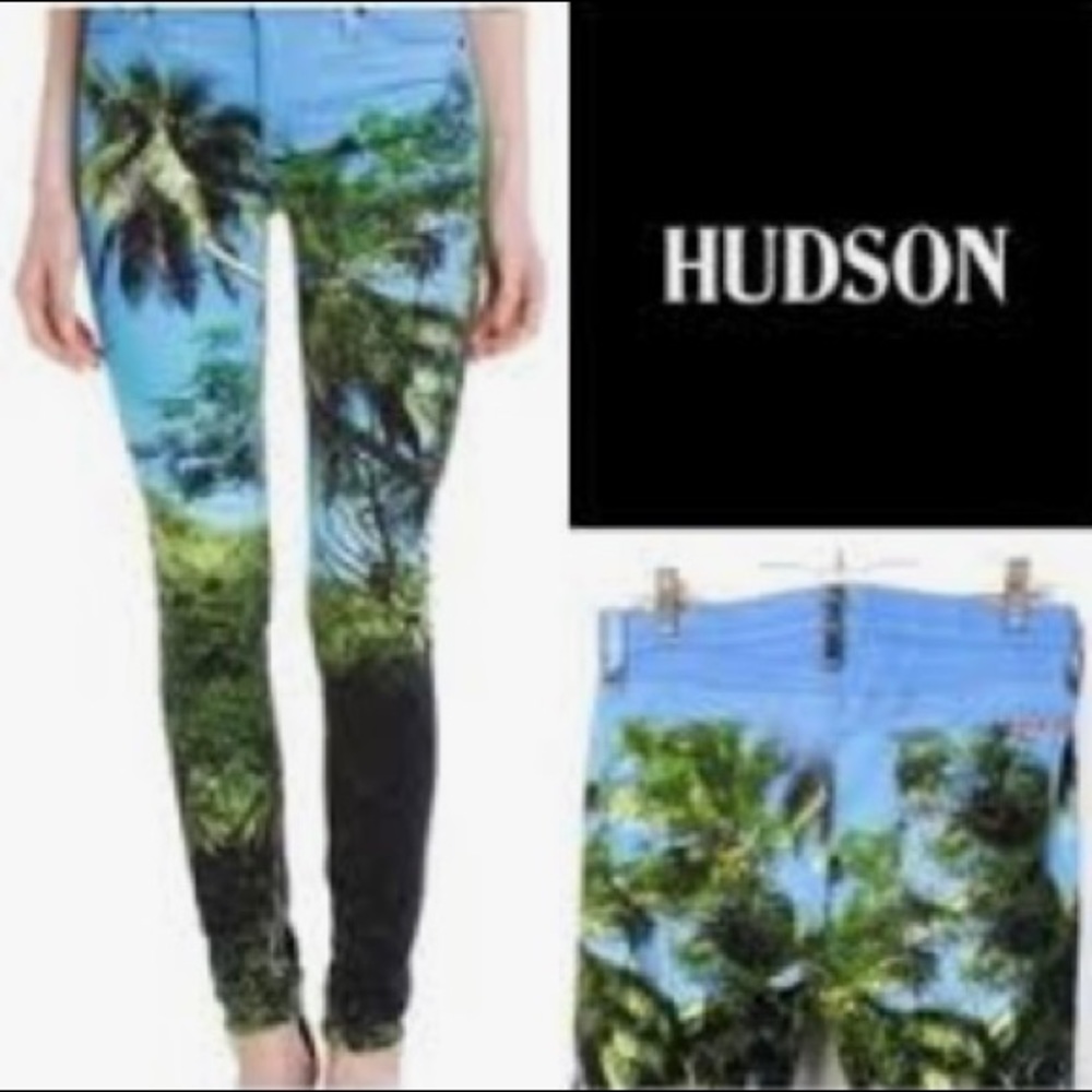 Hudson Skinny Palm Printed Jeans, only worn twice